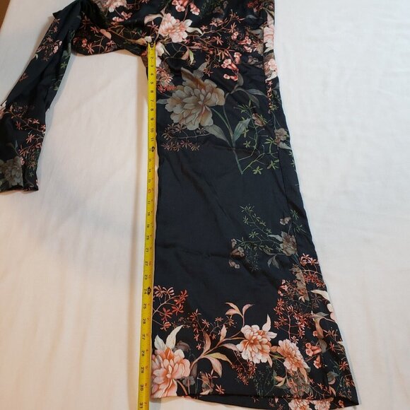 Anthropologie Adelyn Rae Rosanna Pink on Black Floral‎ print jumpsuit size L NEW - Picture 13 of 16